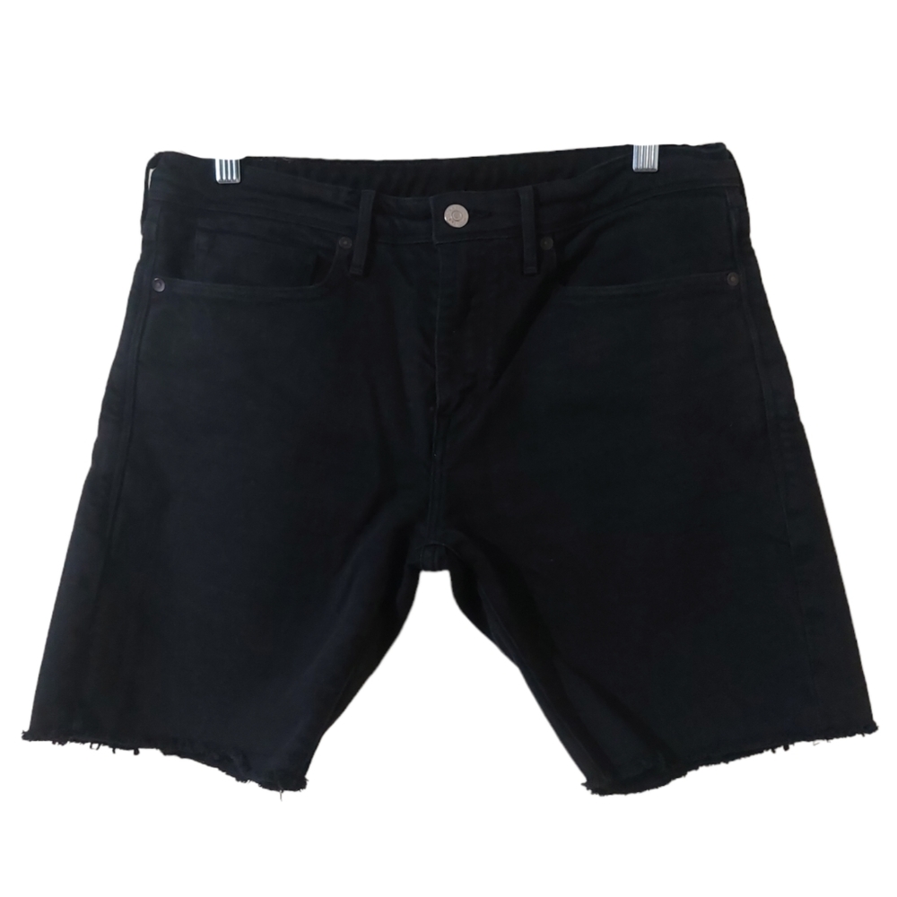 Levi's Made & Crafted Womens Black Raw Hem Cut Off Denim Jean Bermuda Shorts